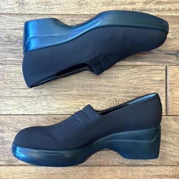 Stuart Weitzman Brown Stretch Nylon Loafers Platform Women's Size 8.5 - Picture 4 of 12